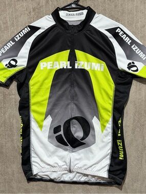 Pearl Izumi Men XXL Full Zip Jersey Short Sleeve Neon Yellow Hi Vis Logo Cycling